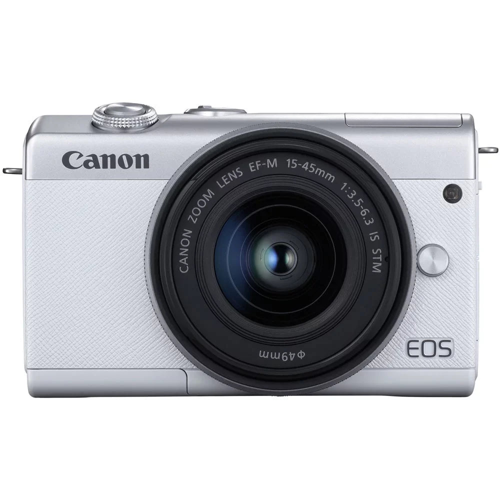Canon EOS M200 Mirrorless Camera with 15-45mm and 55-200mm Lenses (White) (3700C009) + 64GB Card + Charger + LPE12 Energy Source + Card Reader + Processor Photo Software + HDMI Cable + Case + More
