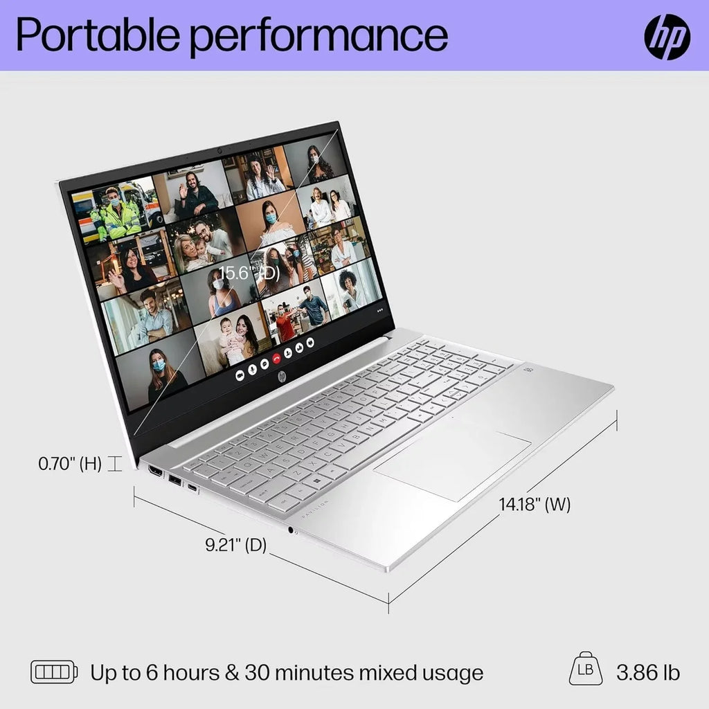 HP Pavilion Business , 15.6" FHD Monitor 13th Gen Central Unit -1335U(Beats i7-1270P), 16GB Random Access Memory 512GB Solid Storage Iris Xe Graphic, Backlit KB, WiFi 6, Win 11, with Cefesfy Cleaning Brush