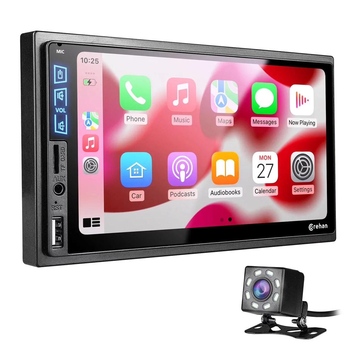 Double Din Car Stereo Bluetooth - Processor 7 Inch IPS Touch Display Car Radio Multimedia Player with Complimentary Backup Camera Compatiable with Apple Carplay, Android Auto, Mirror Link