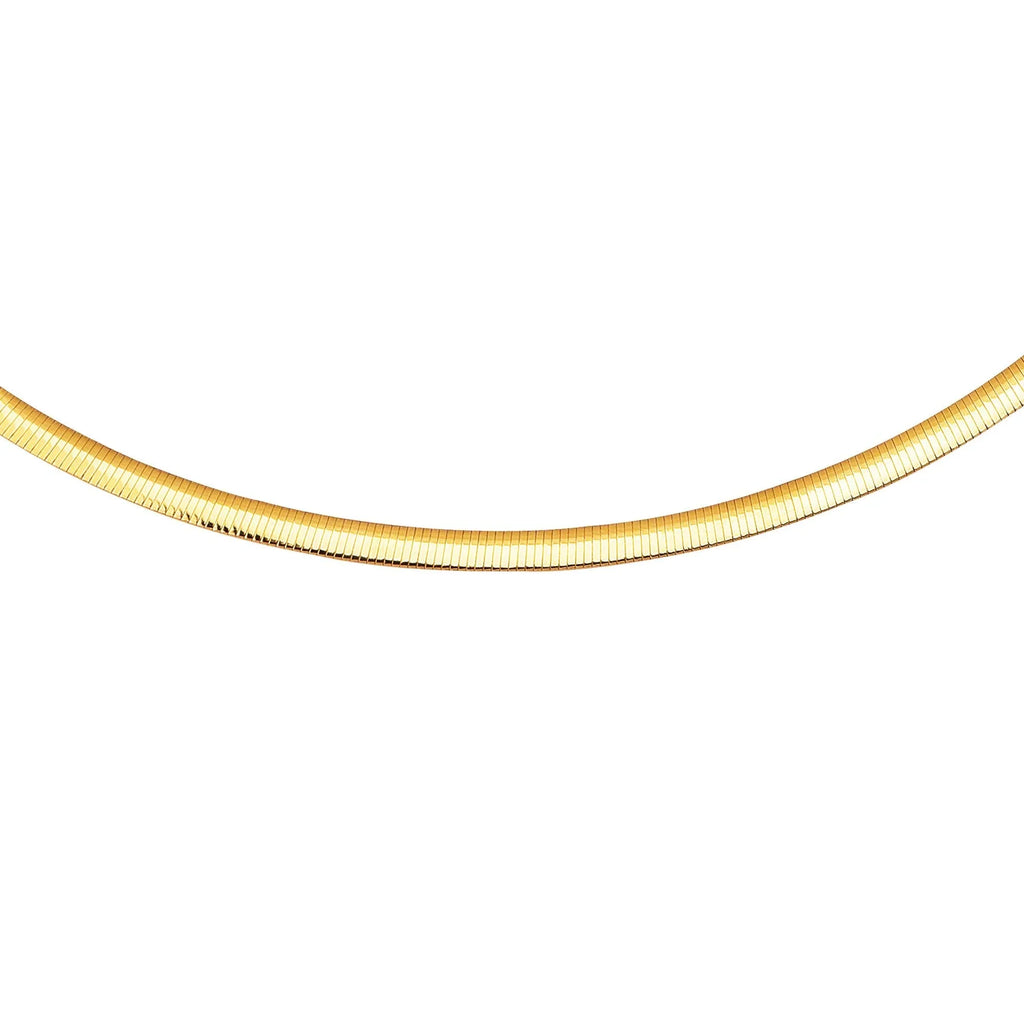 14K Yellow Gold And Sterling Silver 2-Tone Gold Reversible 5mm Domed Omega Chain 18 Inches