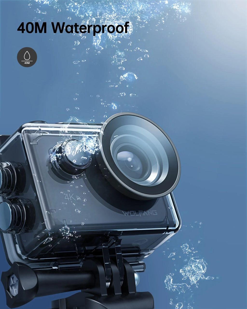 WF Action Cam 4K 60FPS 24MP Sport Camera 40M Underwater Camera Waterproof with Touch Display Vlog Camera EIS Remote Control 170° Wide Angle