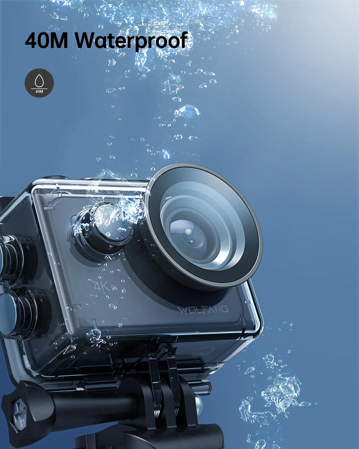 WF Action Cam 4K 60FPS 24MP Sport Camera 40M Underwater Camera Waterproof with Touch Display Vlog Camera EIS Remote Control 170° Wide Angle