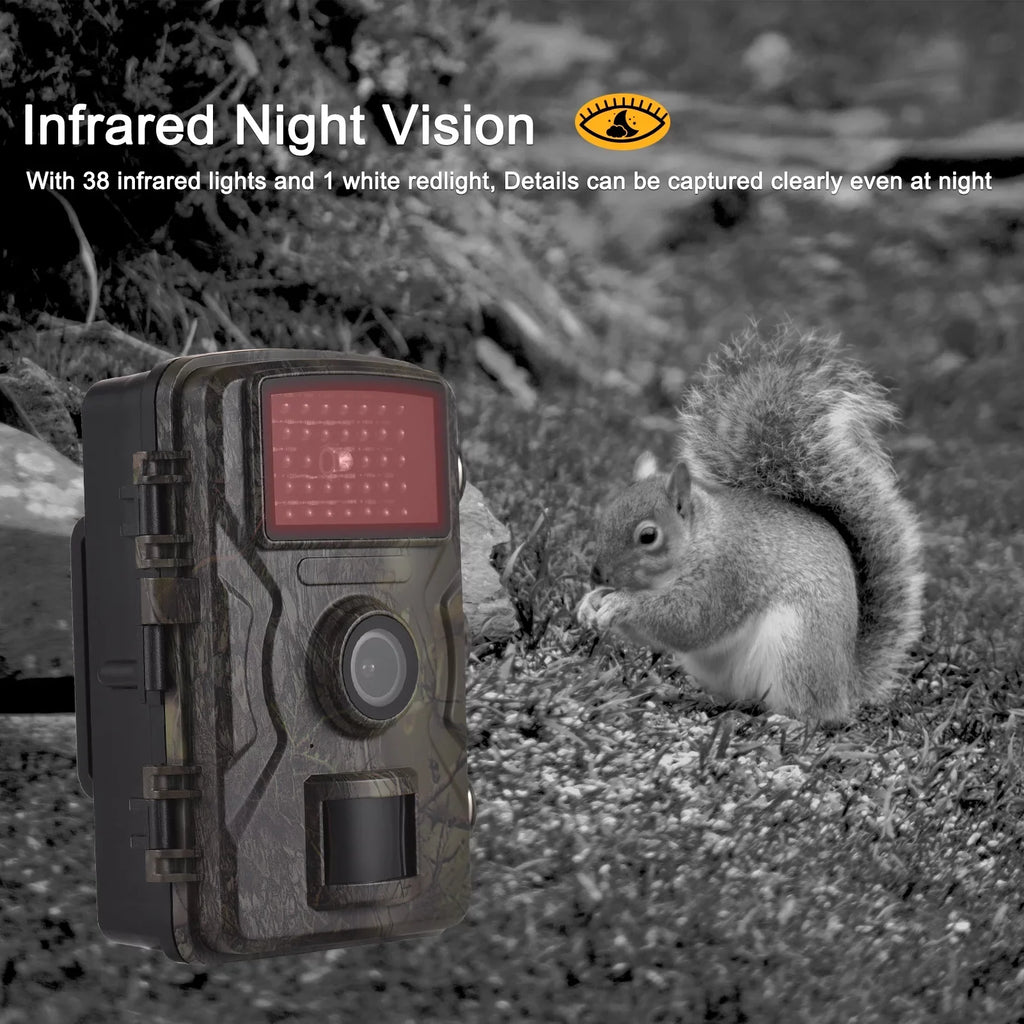 16MP 1080P Wildlife Trail Camera with 2.0 Inch TFT Color Panel - Features 0.8s Trigger Time, Infrared Night Vision, Motion Activation, and IP66 Waterproof Rating