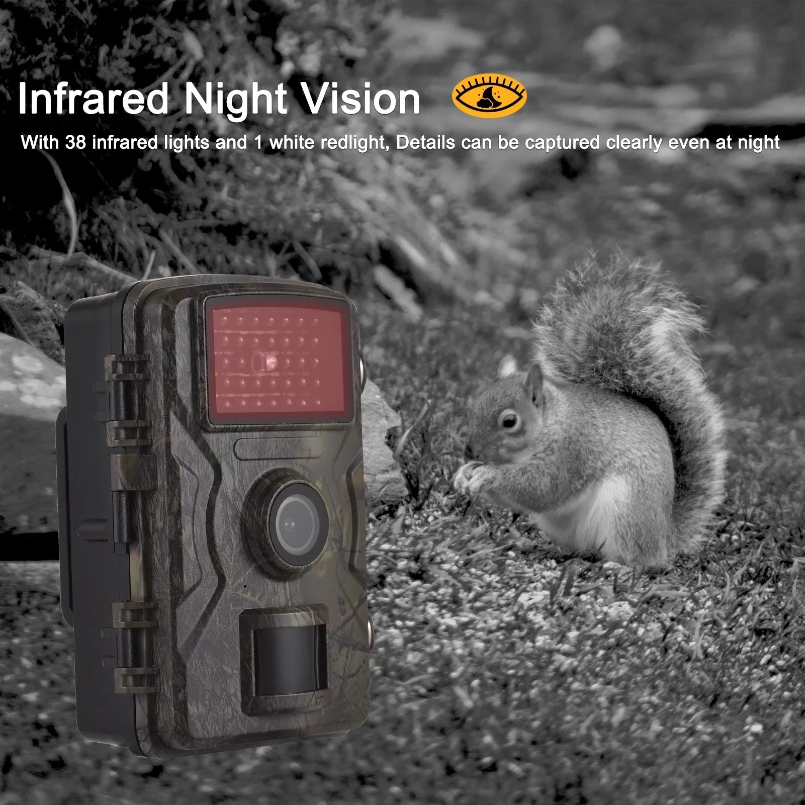 16MP 1080P Wildlife Trail Camera with 2.0 Inch TFT Color Panel - Features 0.8s Trigger Time, Infrared Night Vision, Motion Activation, and IP66 Waterproof Rating