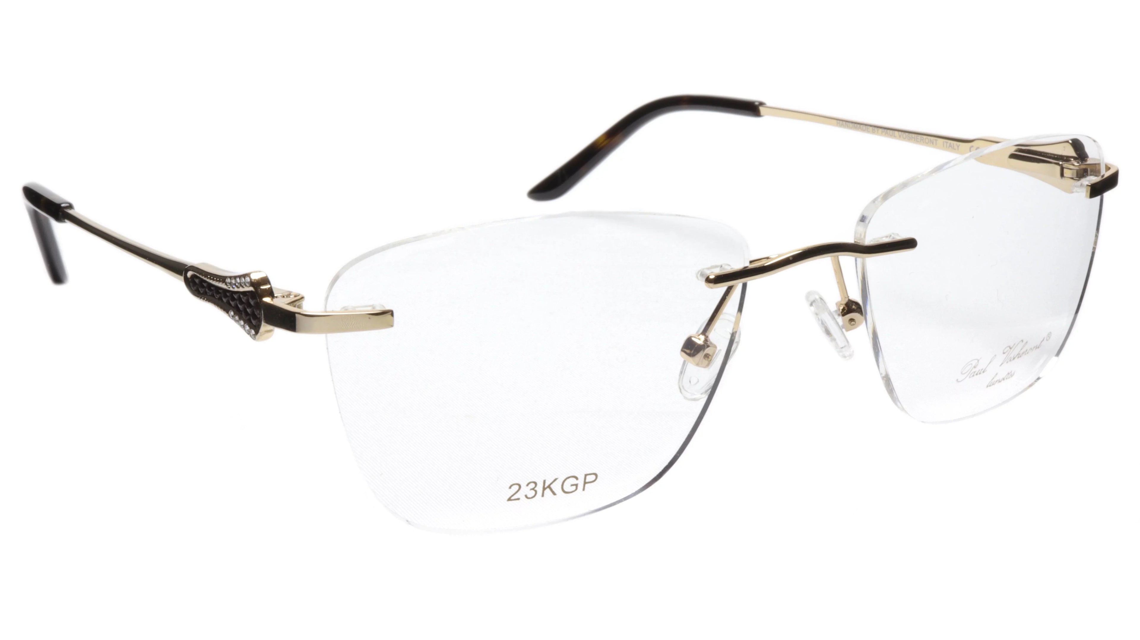Paul Vosheront Tapered Square Gold & Black Acetate Optical Random Access Memory 52-18-135 37