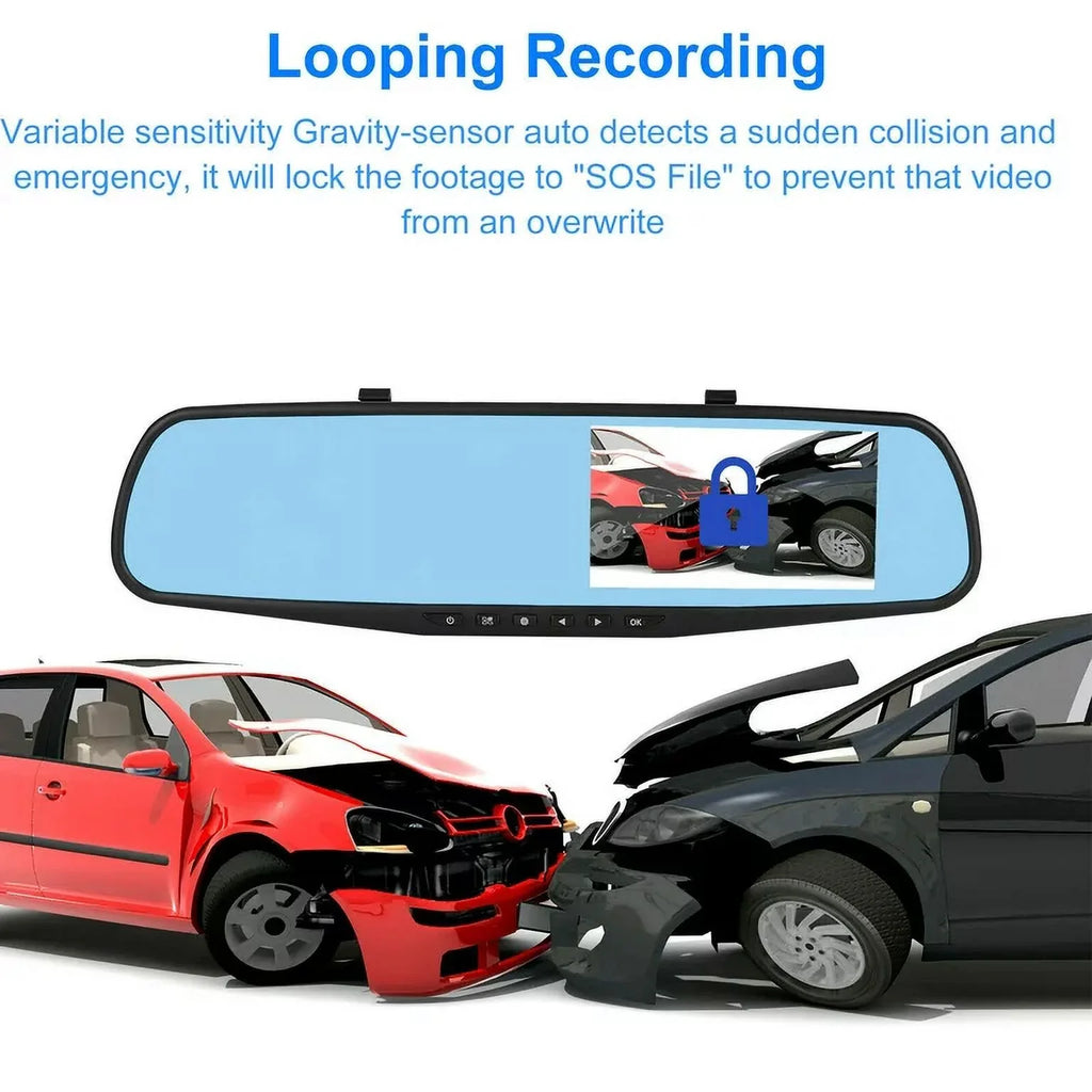 1 Pack 1080P Rearview Mirror Car Camera 4.3" Dash Cam for Cars Trucks,170°Wide Angle Lens Car Cam Front Rear DVR Monitor, Night Vision,Parking Monitor,Motion Detection,G-sensor