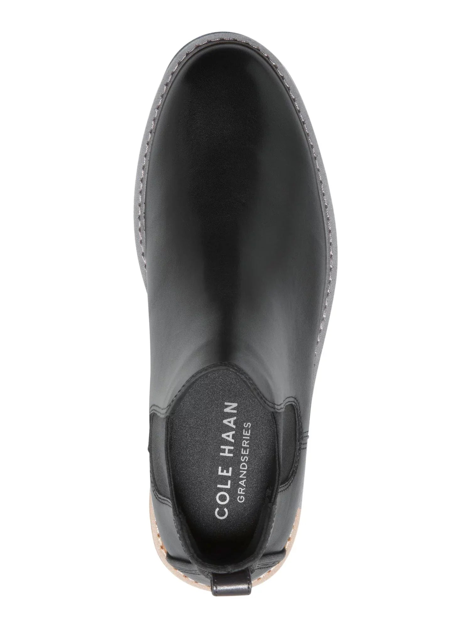 COLE HAAN GRANDSERIES Mens Black Pull Tab Goring Cushioned Go-to Round Toe Block Heel Leather Chelsea 10.5 M