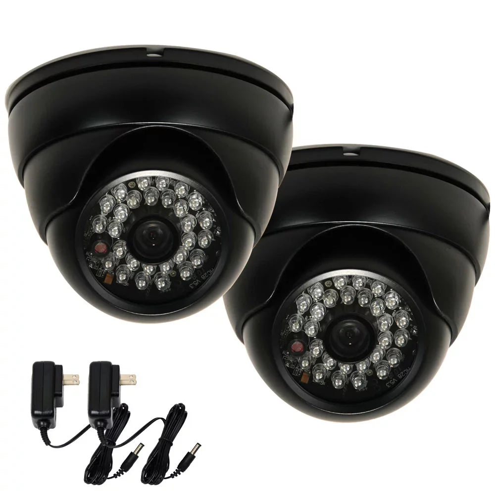 VideoSecu 2 Pack Built-in 1/3 inch SONY Effio CCD 600TVL Security Camera IR Day Night 3.6mm Wide Angle Lens with 2 Power Supply bwi