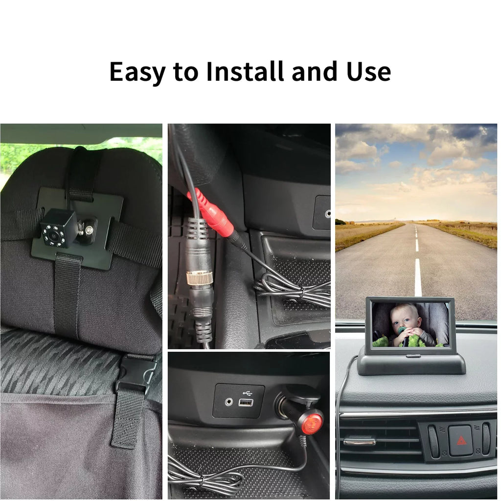 Docooler Car 4.3'' Car Monitor with Infrared Night Vision Plug and Play View Infant in Rear Facing Seat with Wide Crystal Clear View Easily to Observe The 's Every Move