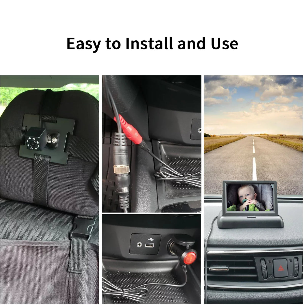 Docooler Car 4.3'' Car Monitor with Infrared Night Vision Plug and Play View Infant in Rear Facing Seat with Wide Crystal Clear View Easily to Observe The 's Every Move