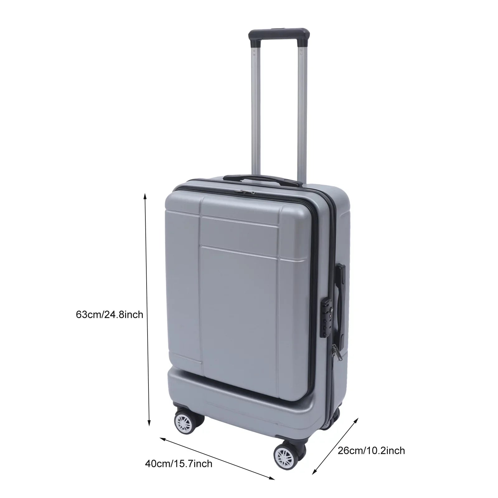 Wuzstar 24" Traveling Luggage PC+ABS Luggage Bags with TSA Lock Durable Spinner Wheels Hardside Carry On Suitcase , Silver