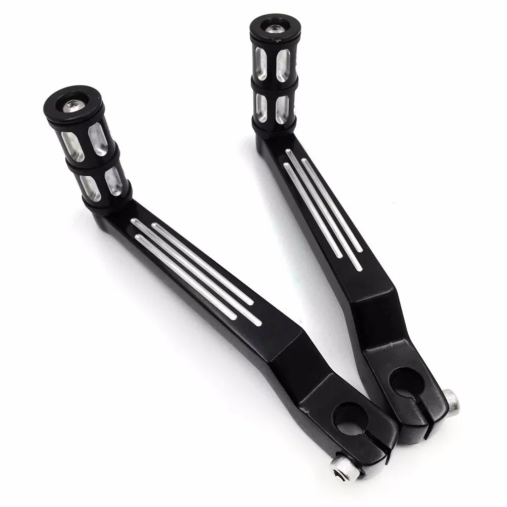 HTT- Style 009C- Motorcycle Black Aluminum Heel Toe Shift Levers/Gear Shift Pedal Levers w/ Shifter Pegs For Harley Davidson Fat Boy FLSTF 1980 and later