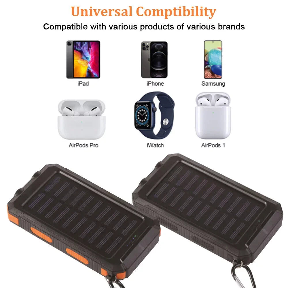 500000mAh USB External Solar Power Bank LED Power Unit Charger for Cell Phone