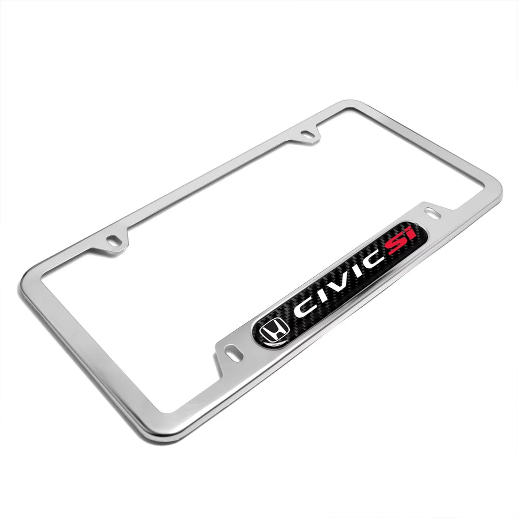 Honda Civic Si Real Carbon Fiber Nameplate Chrome Stainless Steel License Random Access Memory