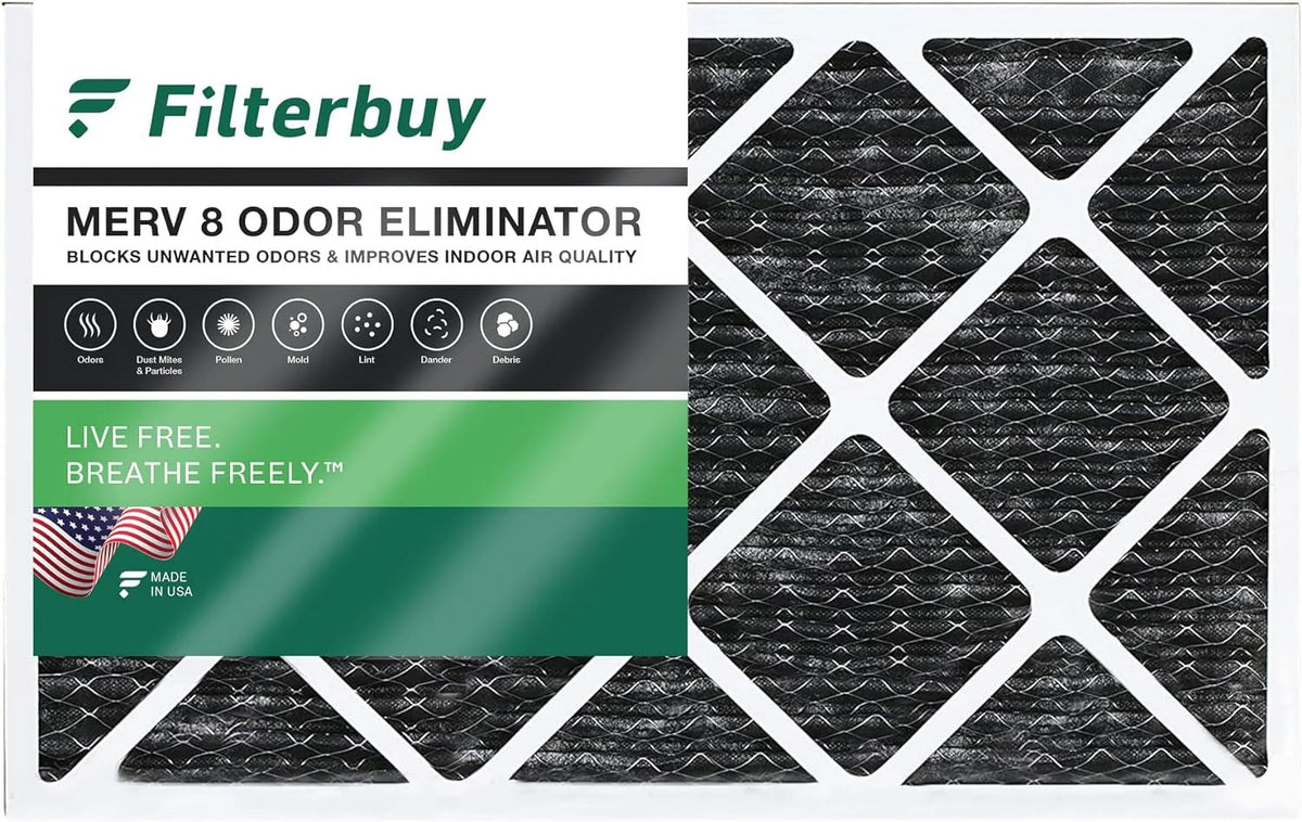 Filterbuy 14x24x1 MERV 8 Odor Eliminator Pleated HVAC AC Furnace Air Filters with Activated Carbon (1-Pack)