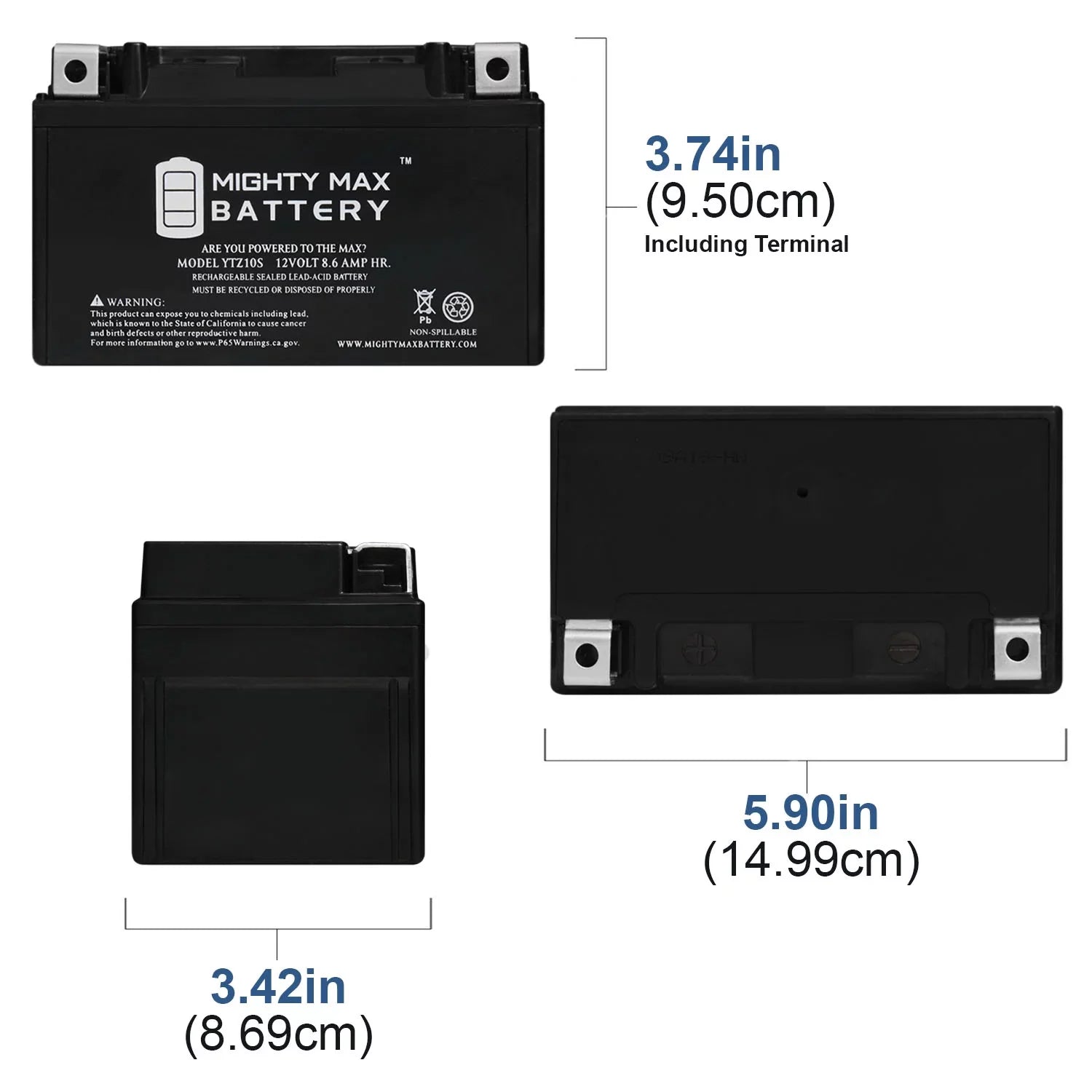 YTZ10S 12V 8.6AH Replacement Energy Source compatible with Suzuki 1000 GSX-R1000 00-17 - 3 Pack