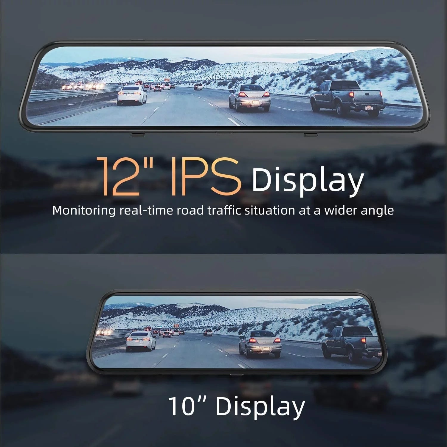 4K 12" Mirror Dash Cam - Vantop H612T Front & Rear View Dash Camera, IPS Touch Panel Voice Control Cars Mirror Camera W/Night Vision Parking Monitor