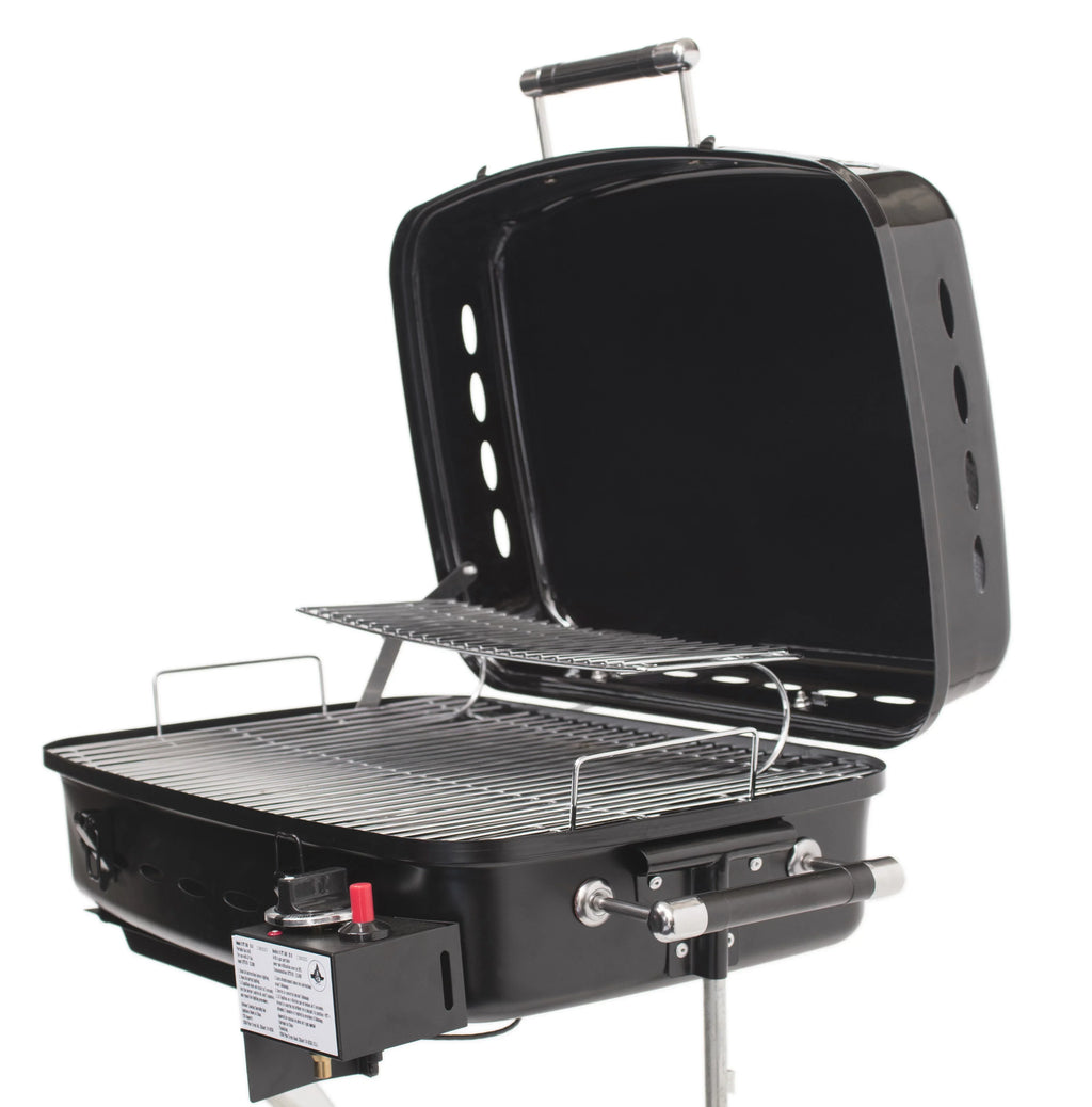 Flame King RV/Trailer Mounted BBQ Grill Motorhome Gas Grill with Bracket System, Black, YSNHT400